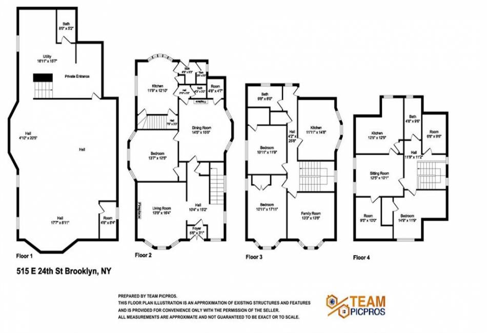 515 24th Street, Brooklyn, New York 11210, 7 Bedrooms Bedrooms, ,5 BathroomsBathrooms,Residential,For Sale,24th,488899